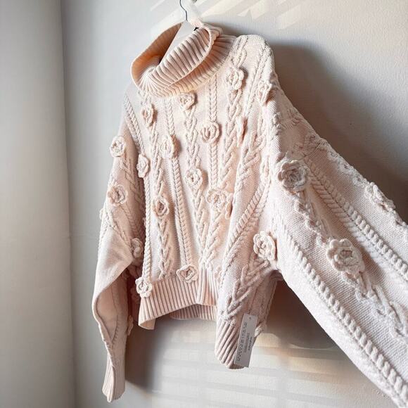 For Love & Lemons Martina Sweater | BNWT Cream Turtleneck | (Cropped Fit) - Picture 9 of 11